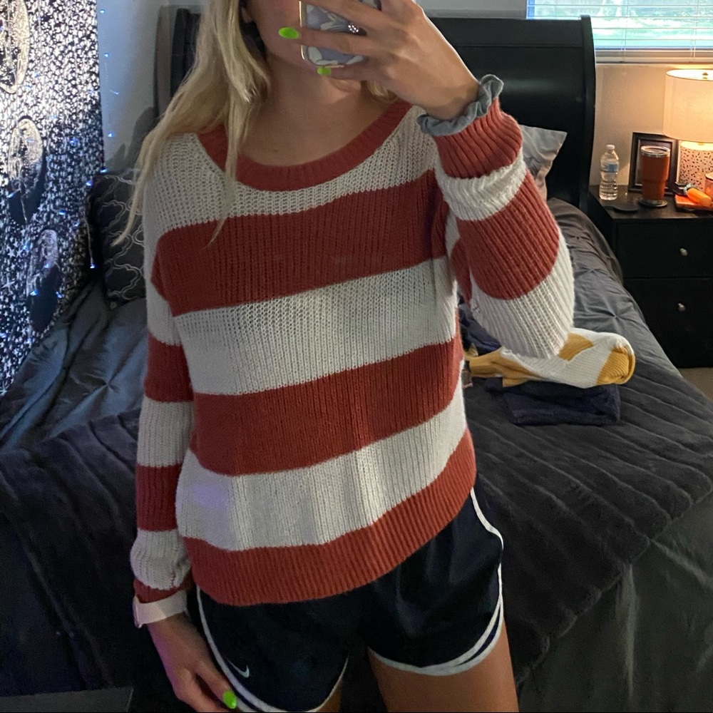 red & white striped sweater